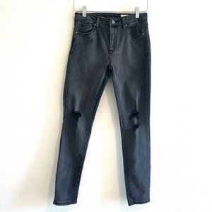 Pistola Audrey Skinny Pant Mid Rise Black Distressed Wash Ripped Women's Size 26